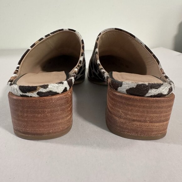 ABLE TAN AND BROWN LEATHER CALF HAIR LEOPARD PRINT MULES SIZE 8 - Picture 7 of 8